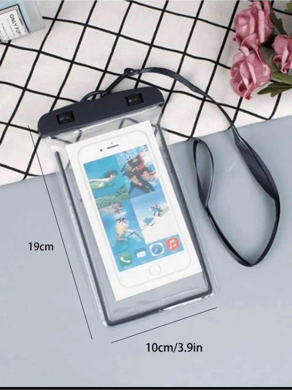 Clear Waterproof Phone Pouch with Black Lock
